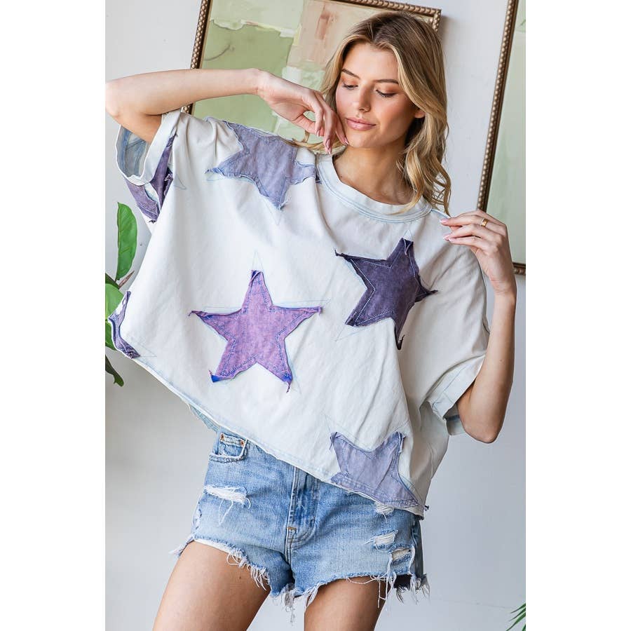 WASHED STAR PATCHWORK OVERSIZED TEE