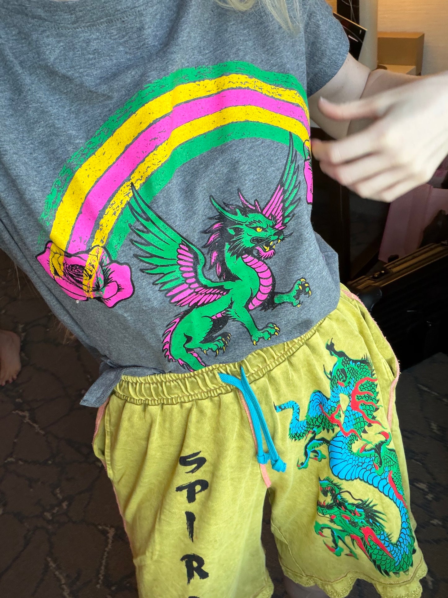 Rainbow Dragon Tee in Gray