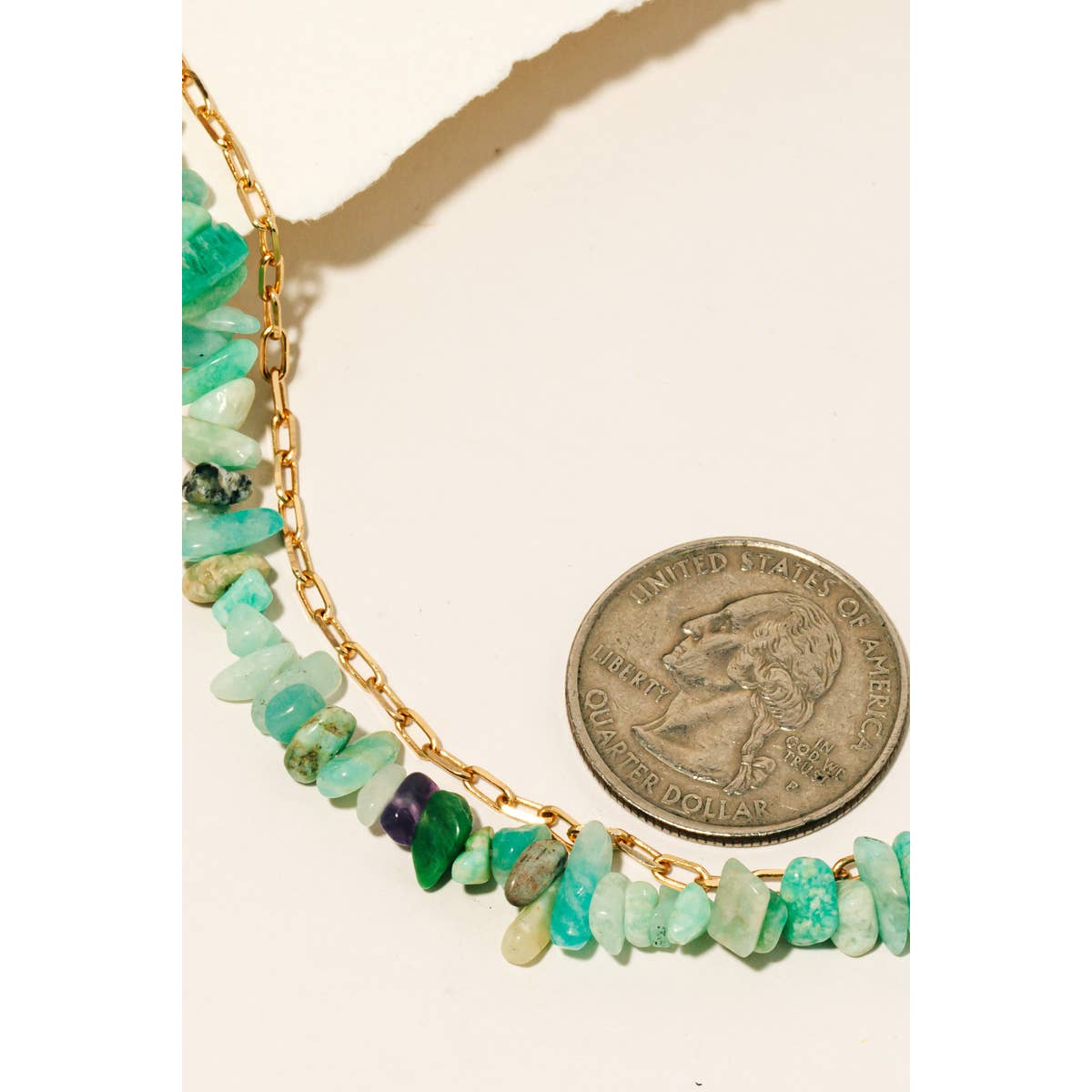 Pebble Stone Beads And Chain Layered Necklace