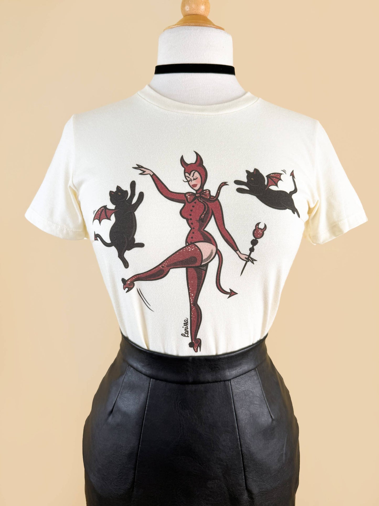 Three Little Devils Tee in Ivory