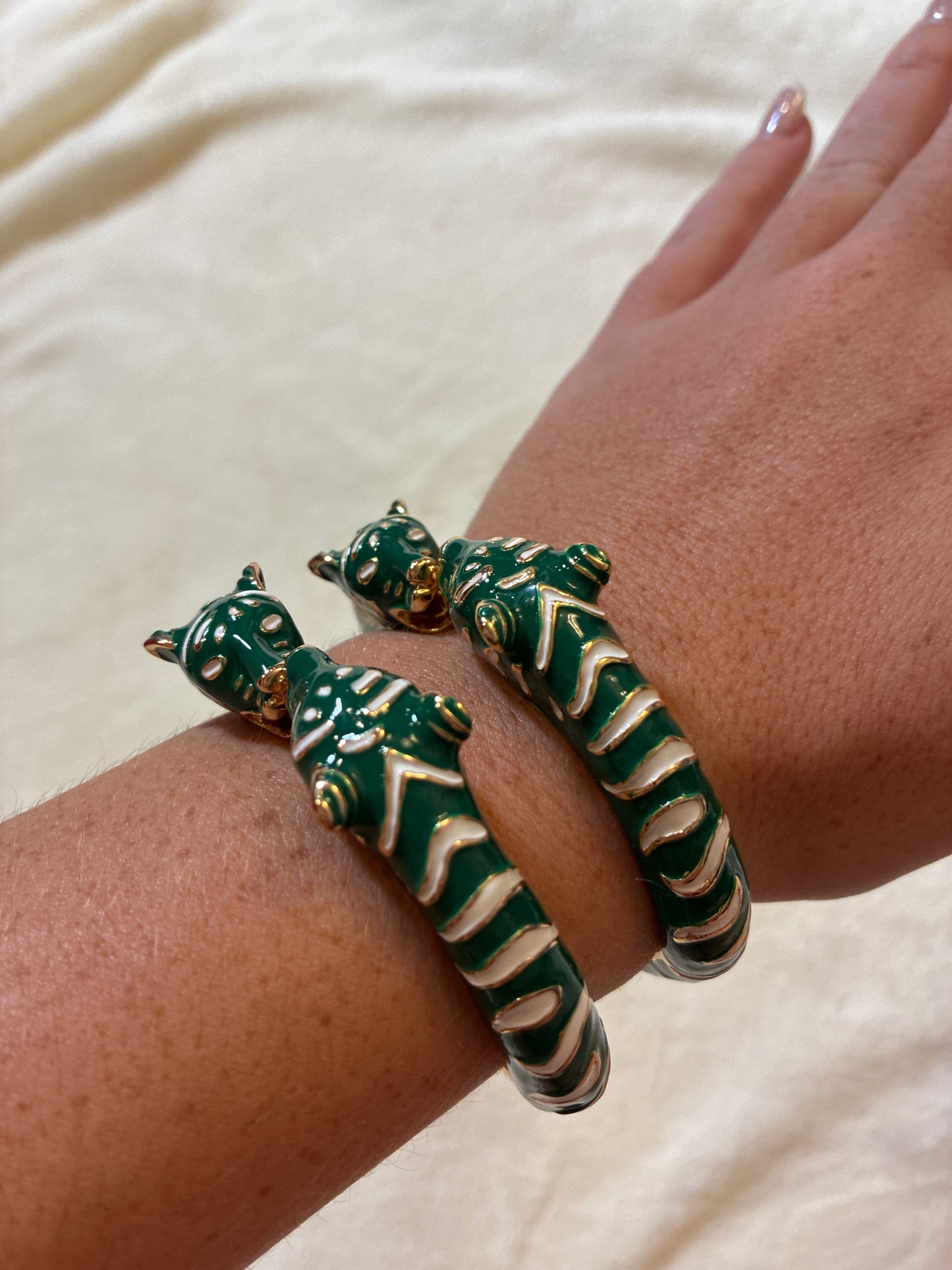 Green And White Tiger Bracelet