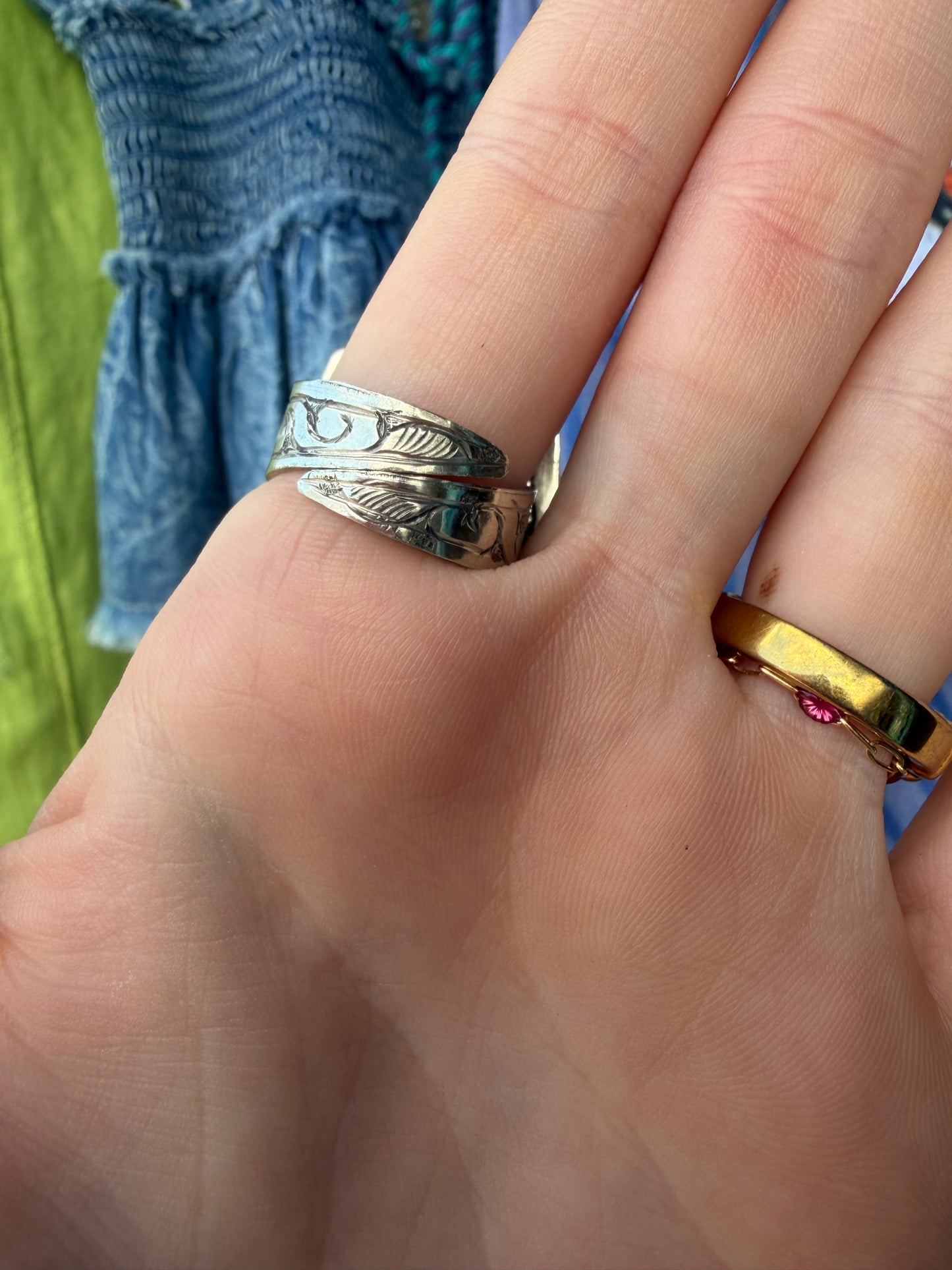 White Lightening Bolt Ring