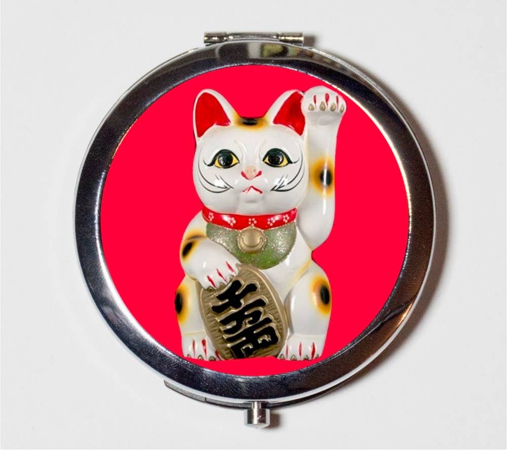 Japanese Lucky Cat  Pocket Mirror