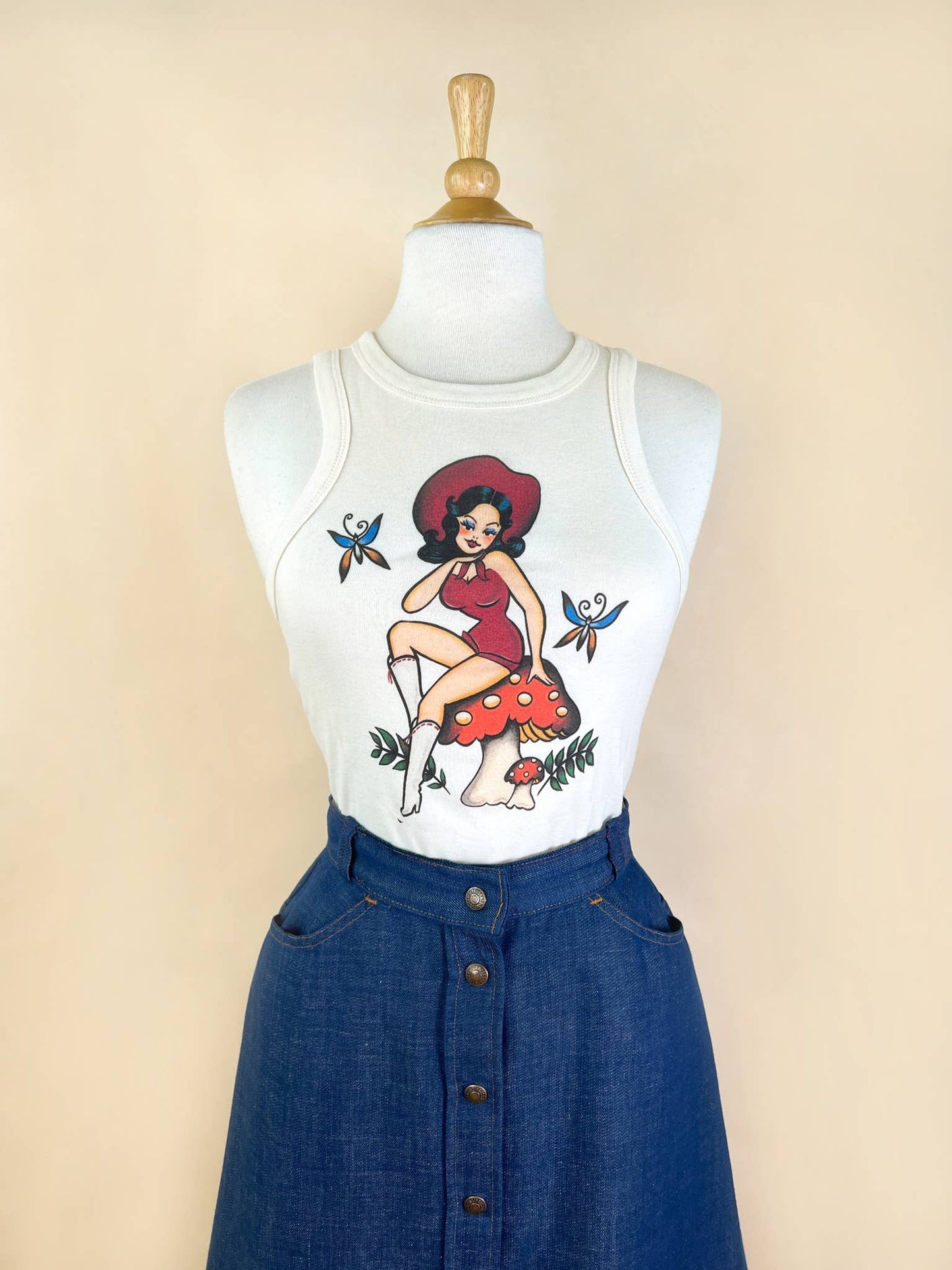 Mushroom Mama Rib Racer Tank