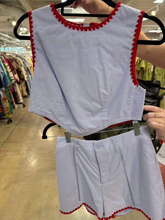 Baby Blue & Red Trim Set