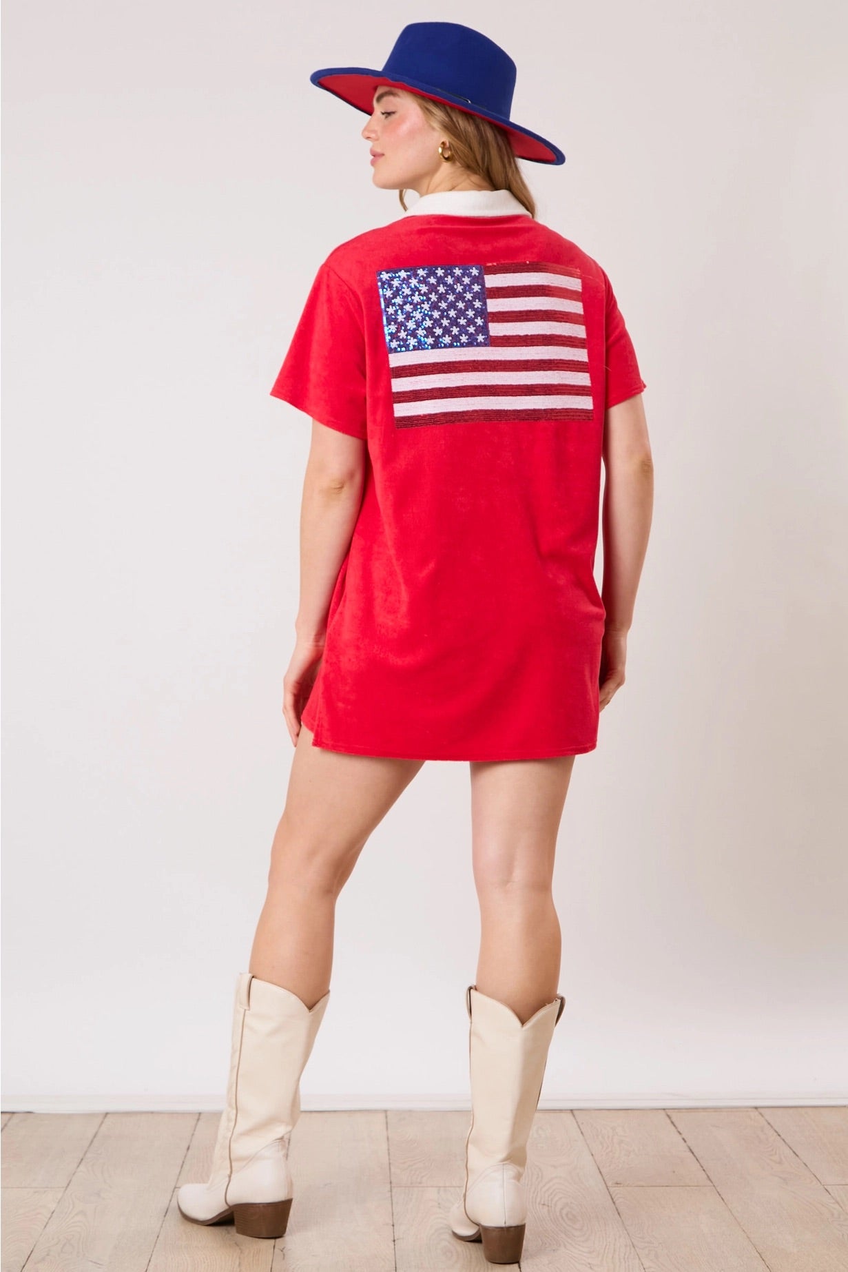 Red USA Terry Towel Cloth Mini Dress