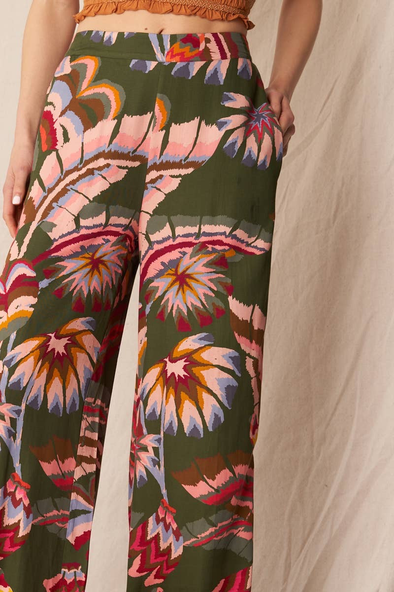 Silky Tropical Short Sleeve Pant Set