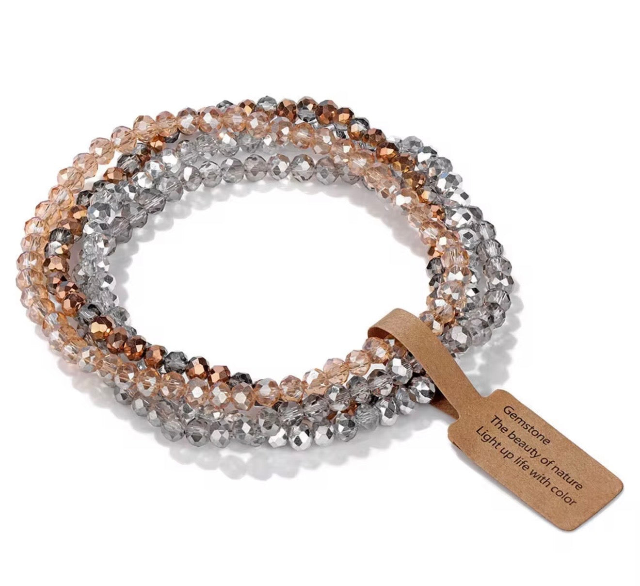 Crystal Glass Bead Bracelet Stack