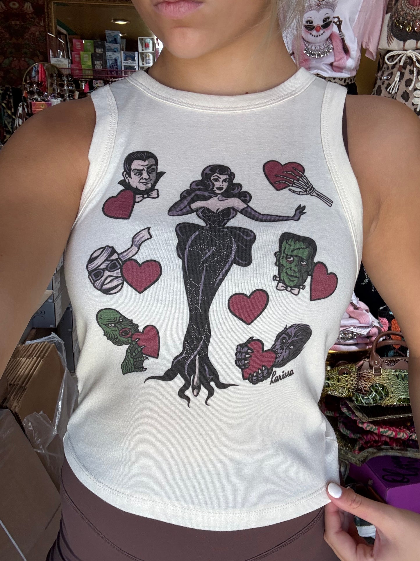 Ghoul's Best Friend Rib Racer Tank in Natural
