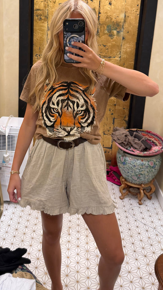 BEIGE COTTON SHORTS