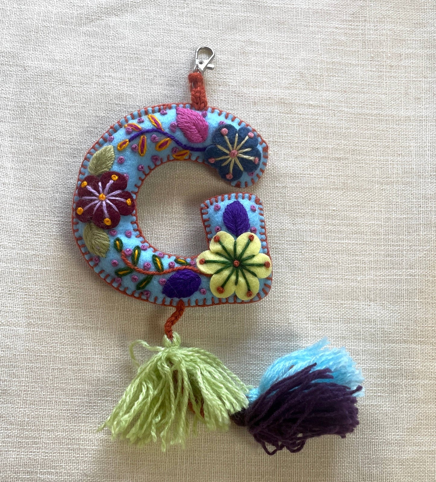 G - Hand Embroidered Keychain, Peru
