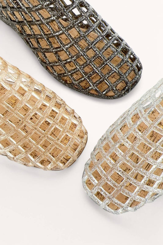 JELLY WOVEN MESH SLIP-ON FLAT SANDALS