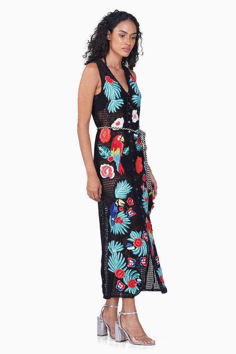 Black Embroidered Shirt Dress