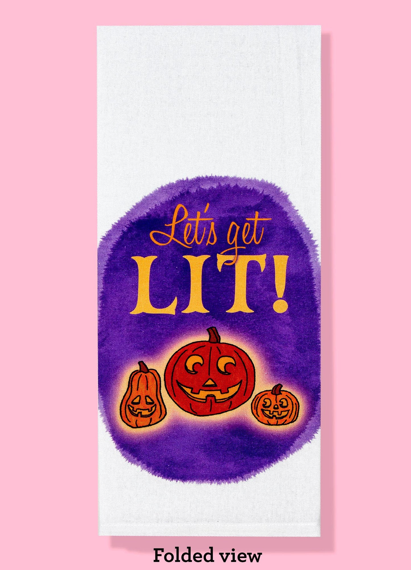 Let's Get Lit kitchen towel dishtowel | Halloween pumpkins