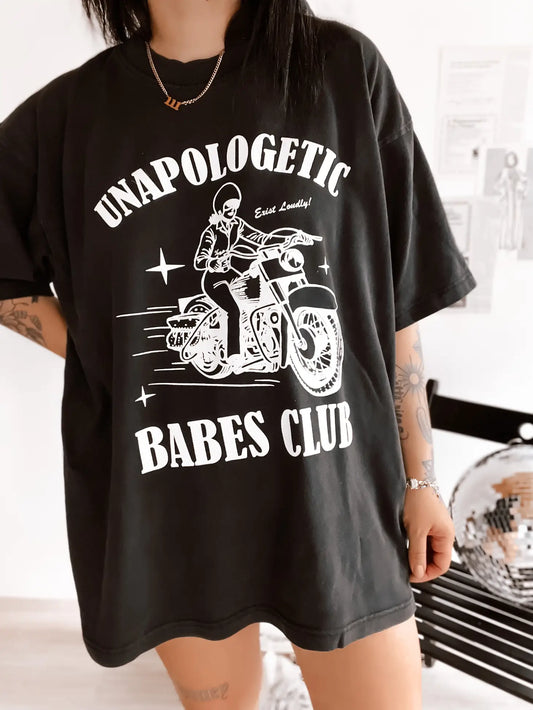 Unapologetic Babes Club Oversized Graphic Tee - Black