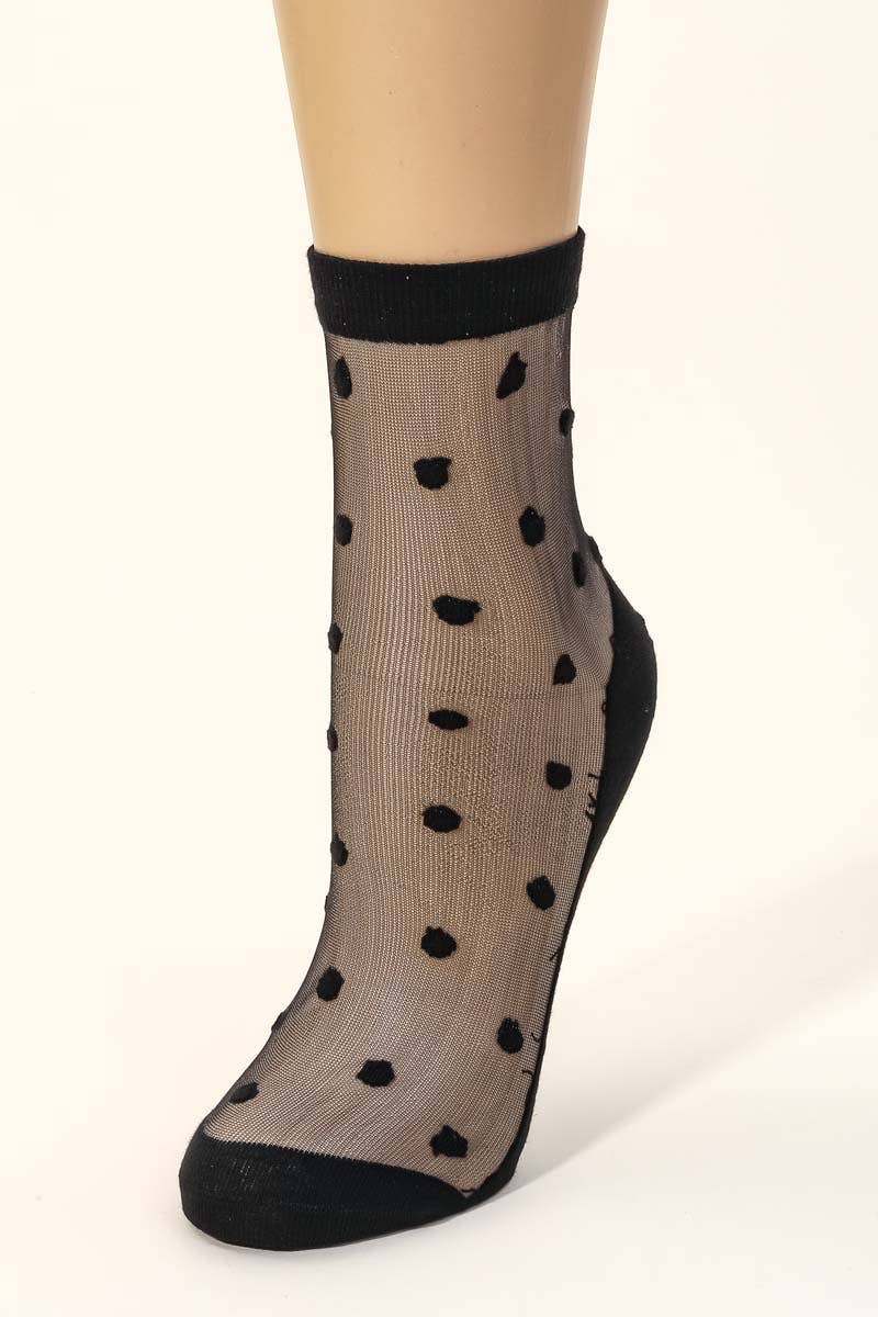 Black Polka Dot Mesh Socks