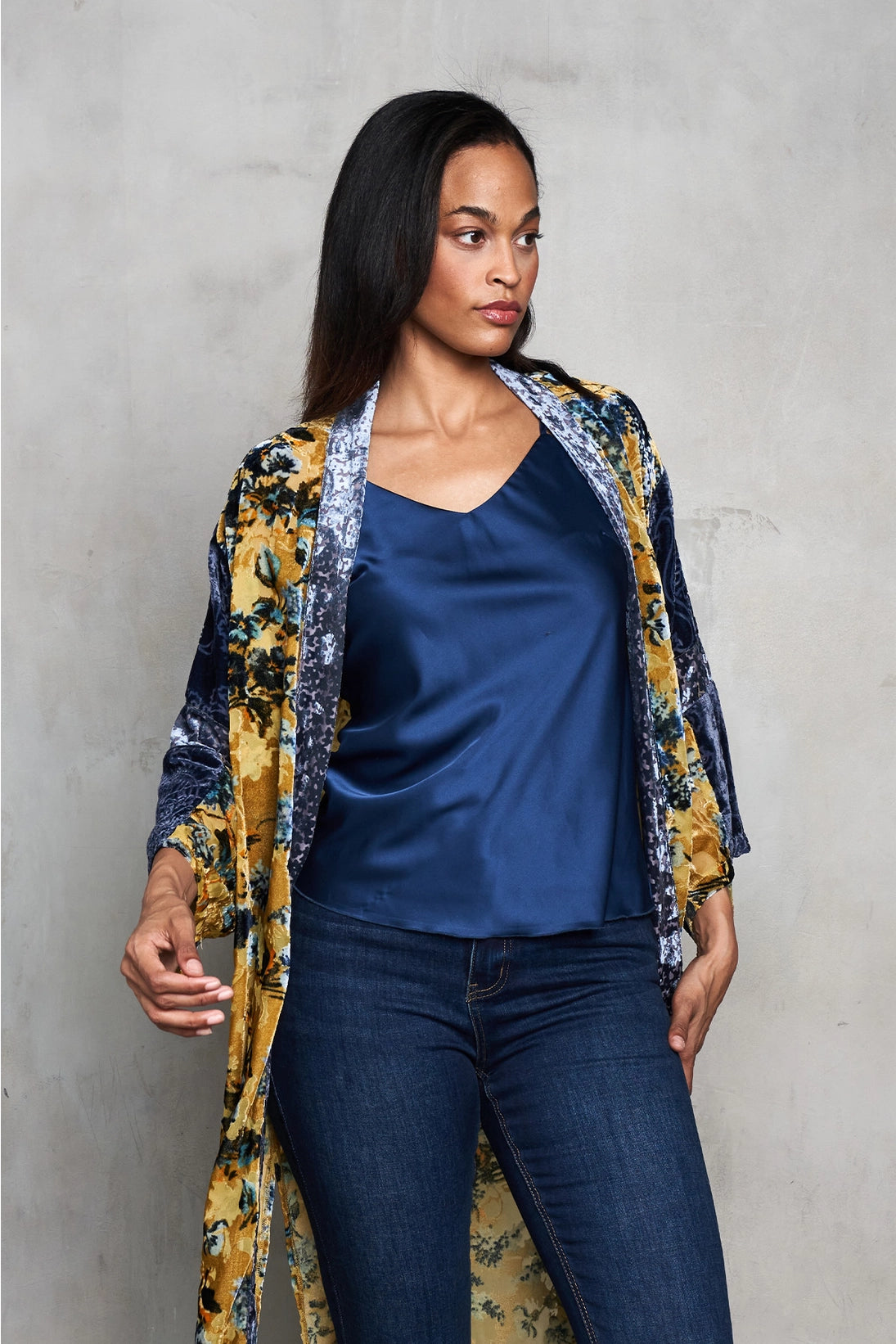 Navy Satin Camisole Tank Top