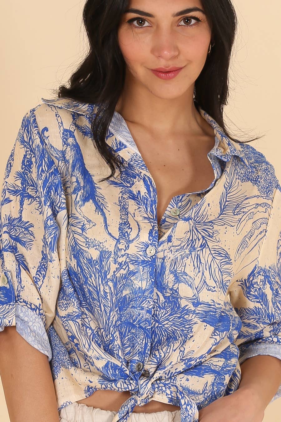 Jungle Toille Linen Blouse