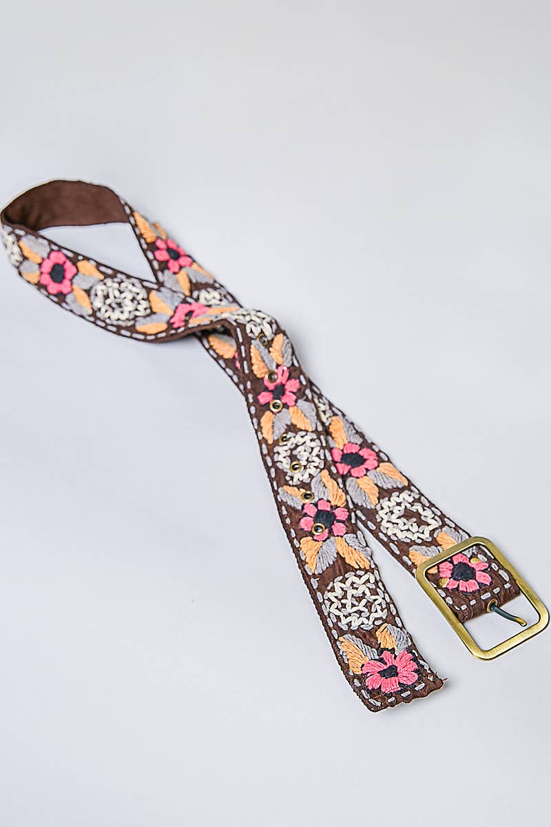 Handcrafted Flower Embroidered Bead Accessory Belt