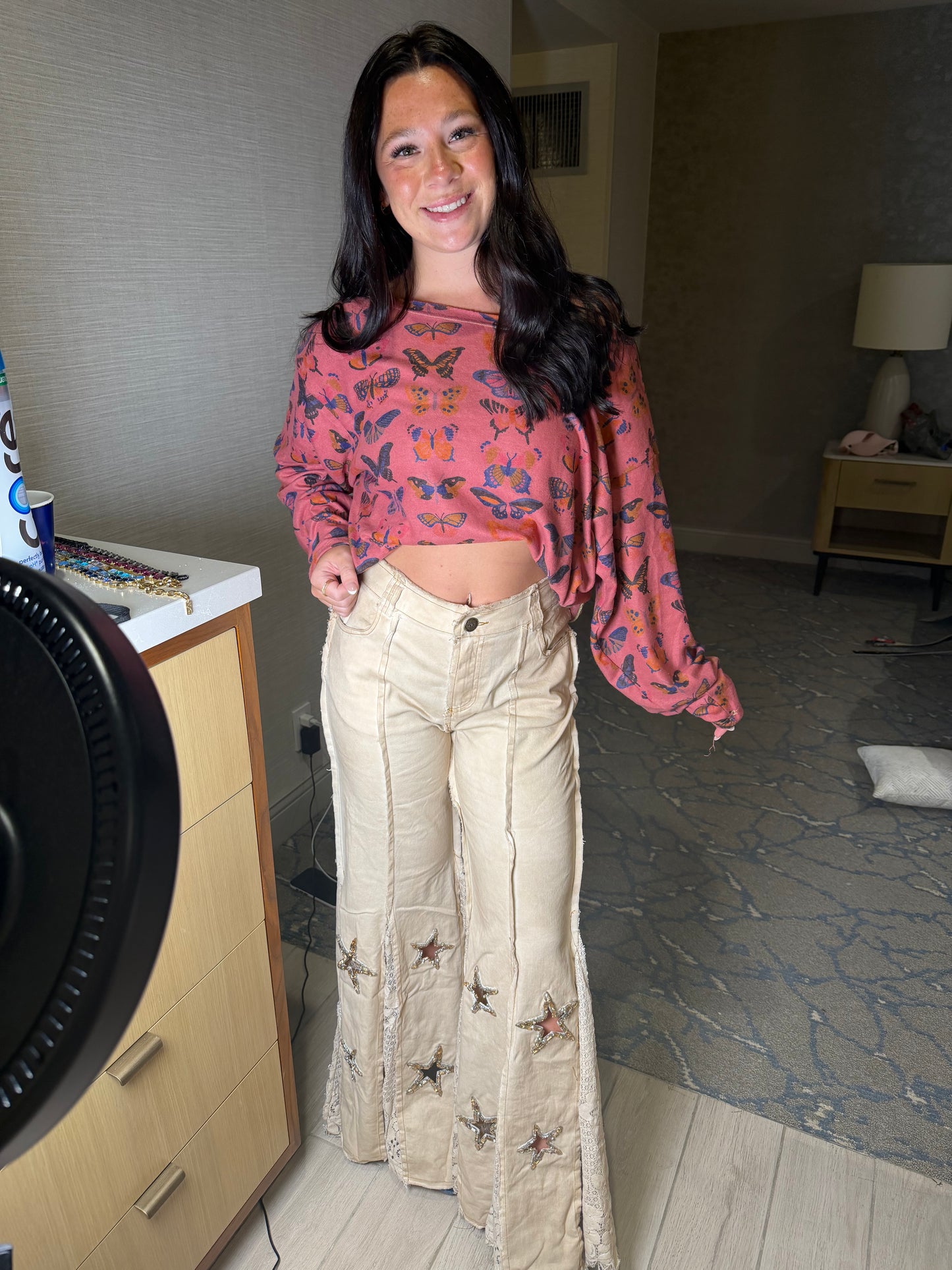Bootcut Beige Star Pants