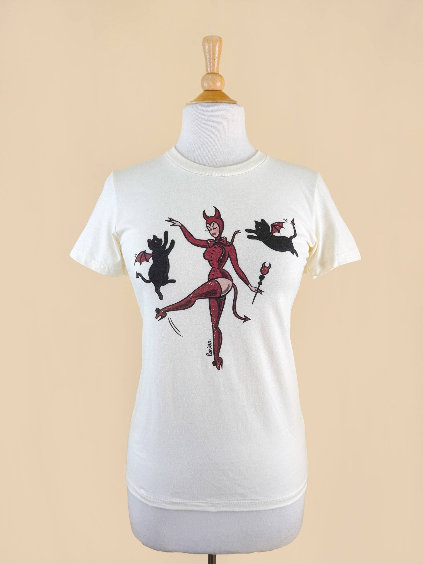 Three Little Devils Tee in Ivory