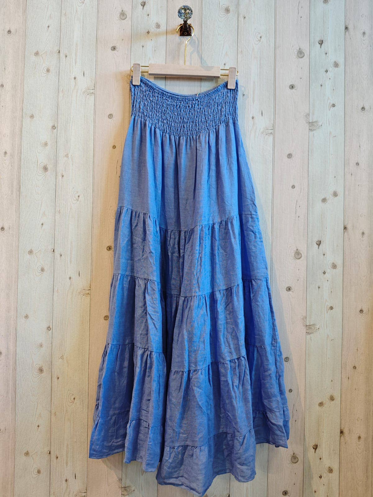 100% LINEN TIERED MAXI SKIRT