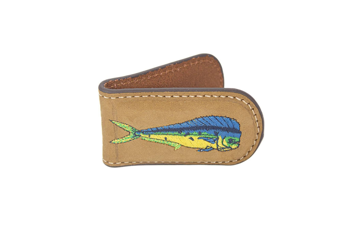 Embroidered Fish Leather Money Clip