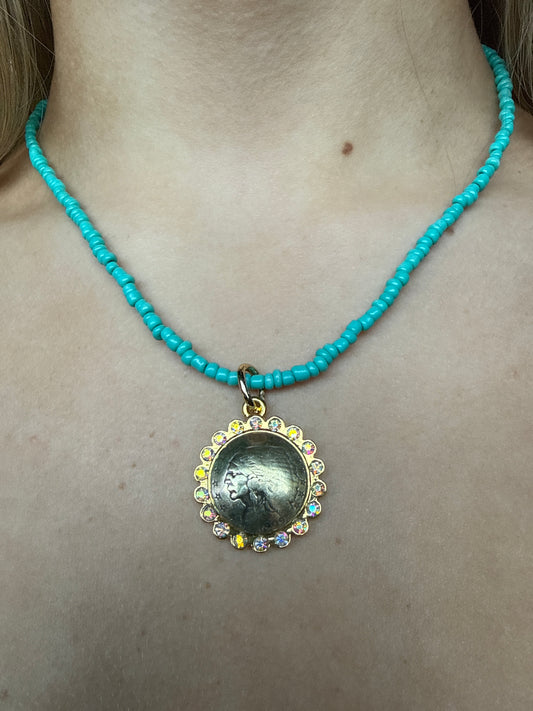 Turquoise Bling Indian Necklace