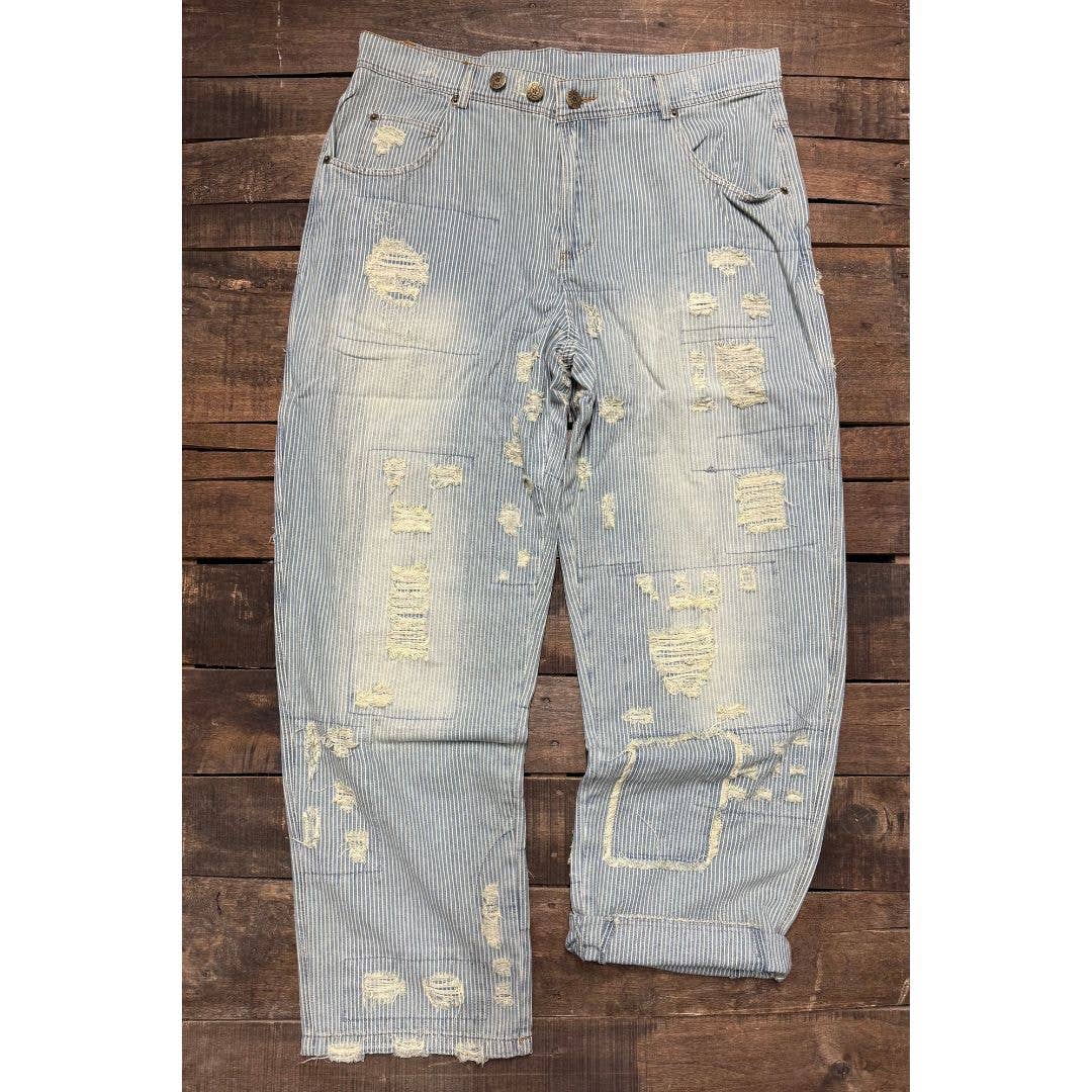 Peace and Love Jeans - Blue Railroad Stripe