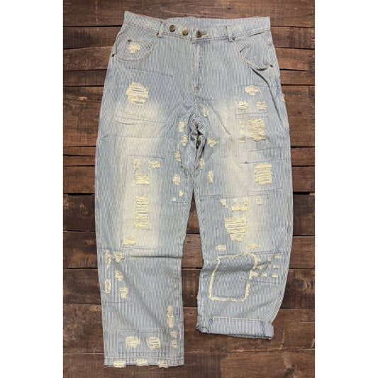 Peace and Love Jeans - Blue Railroad Stripe
