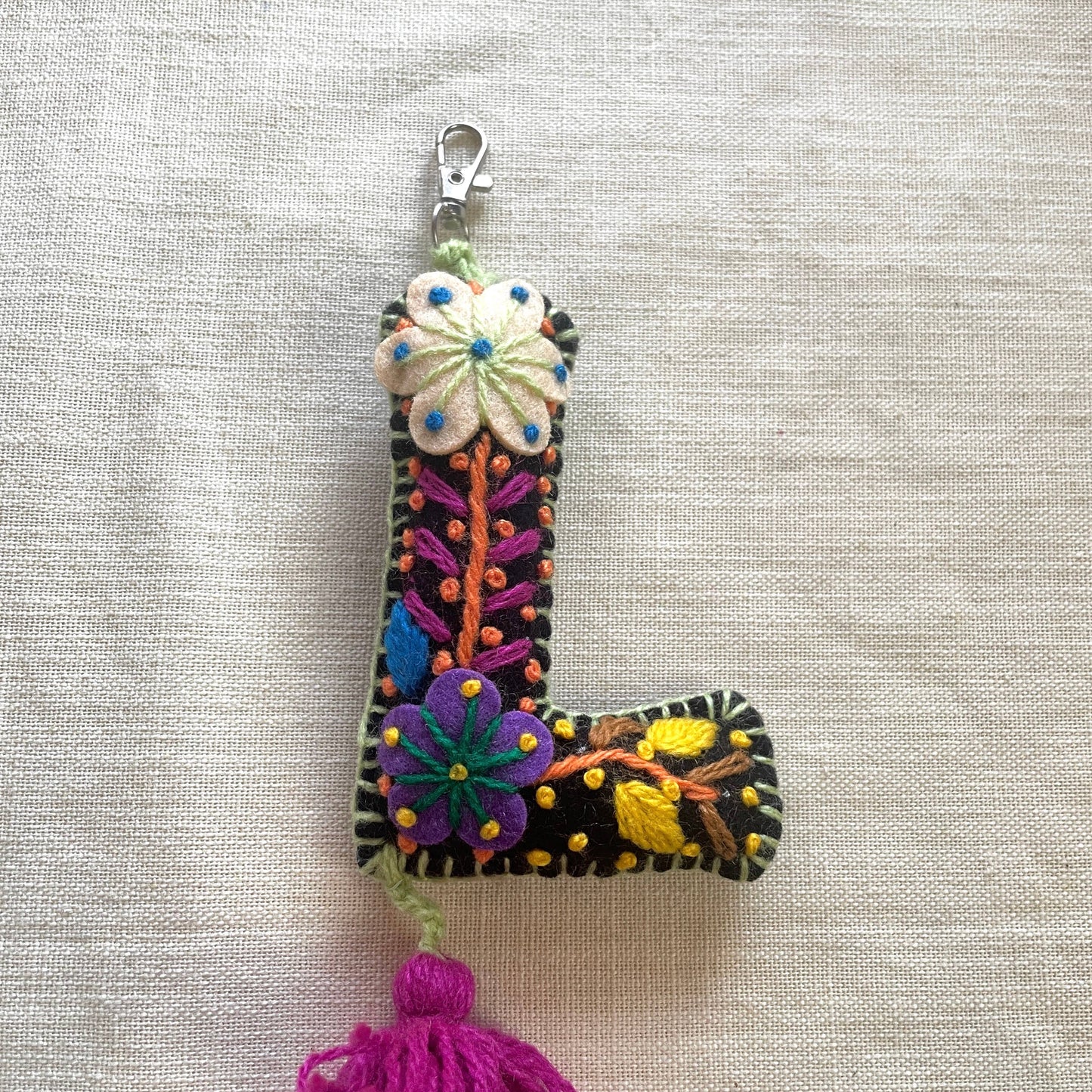 L - Hand Embroidered Keychain, Peru