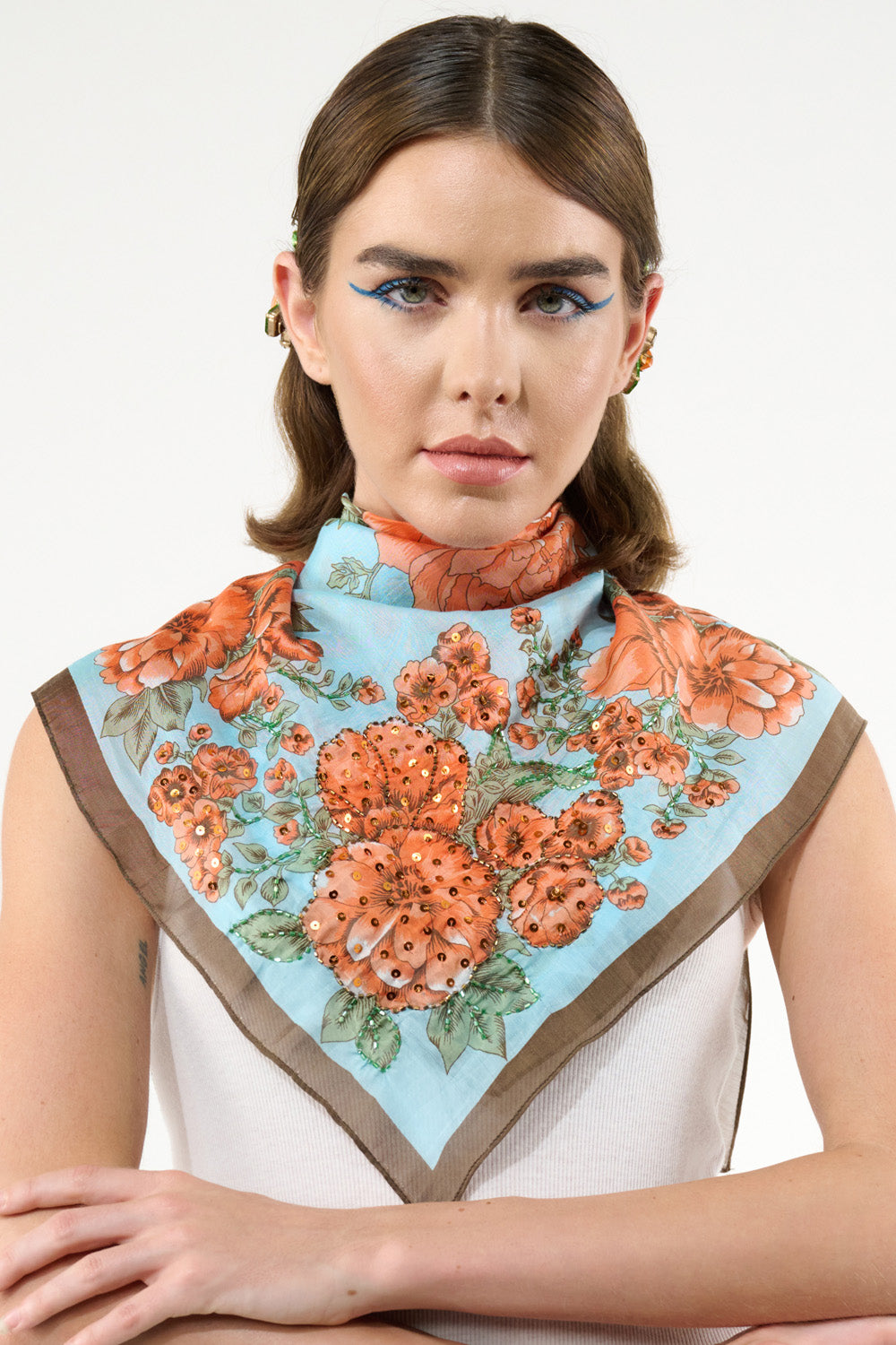 Sky Beauty Hand Embellished Scarf