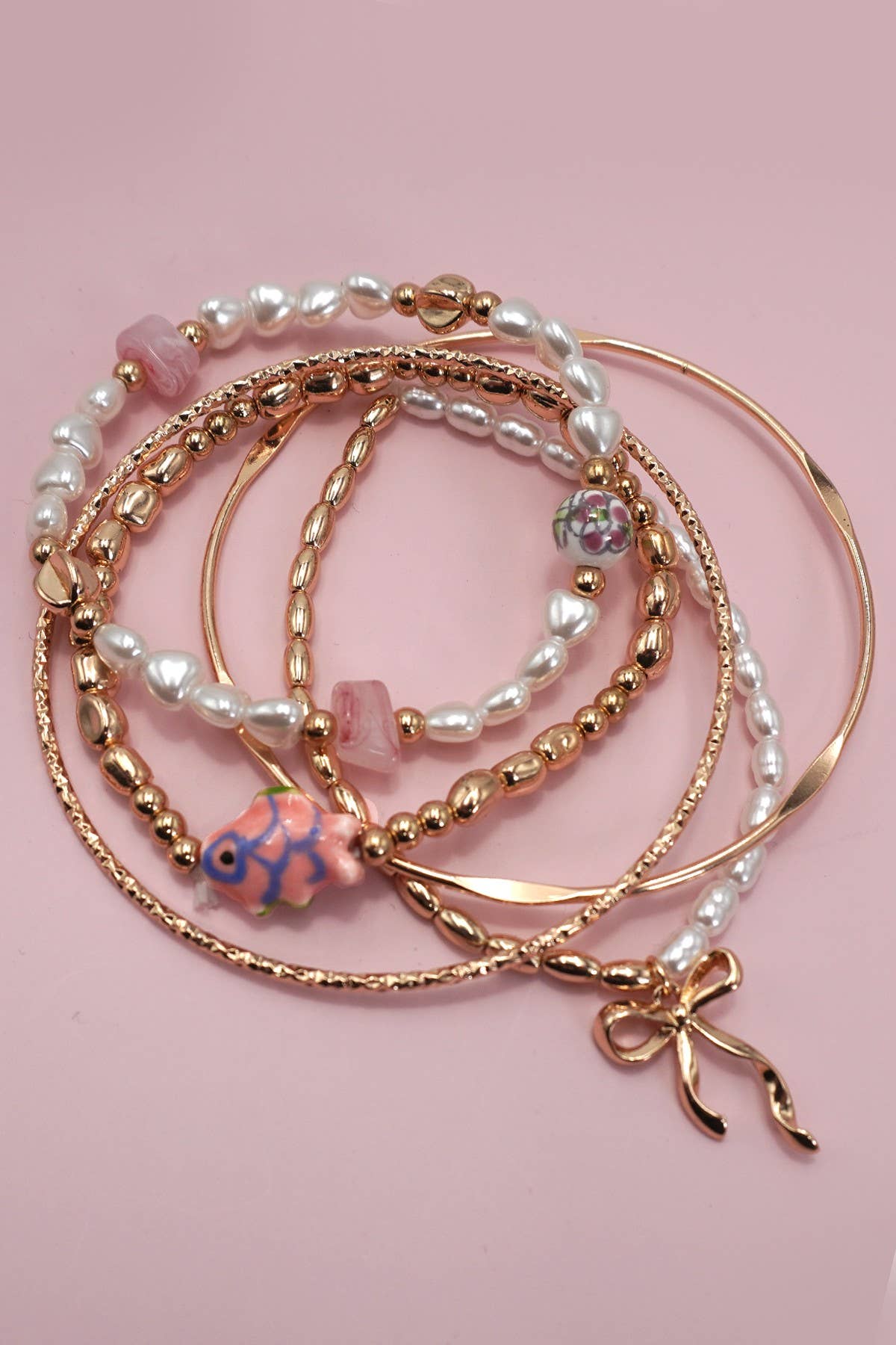 PORCELAIN TOILE PATTERN MULTI LAYER BRACELET