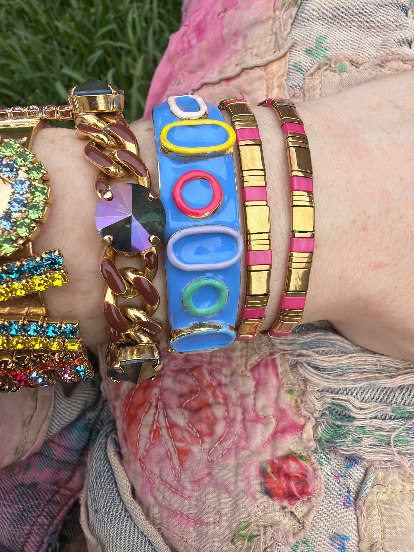 Pink and Gold Stretch Bracelet