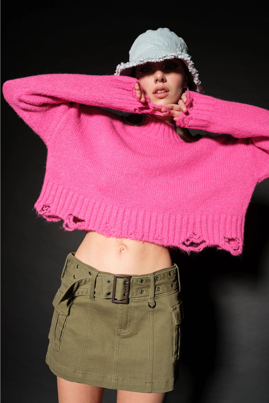 Hot Pink Cropped Sweater