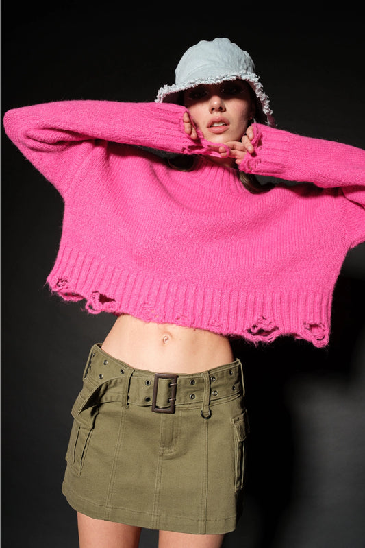 Hot Pink Cropped Sweater