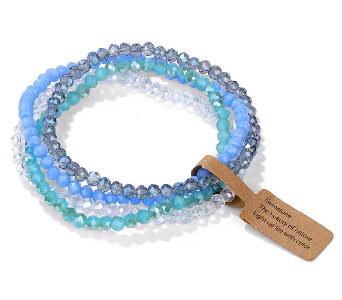 Crystal Glass Bead Bracelet Stack