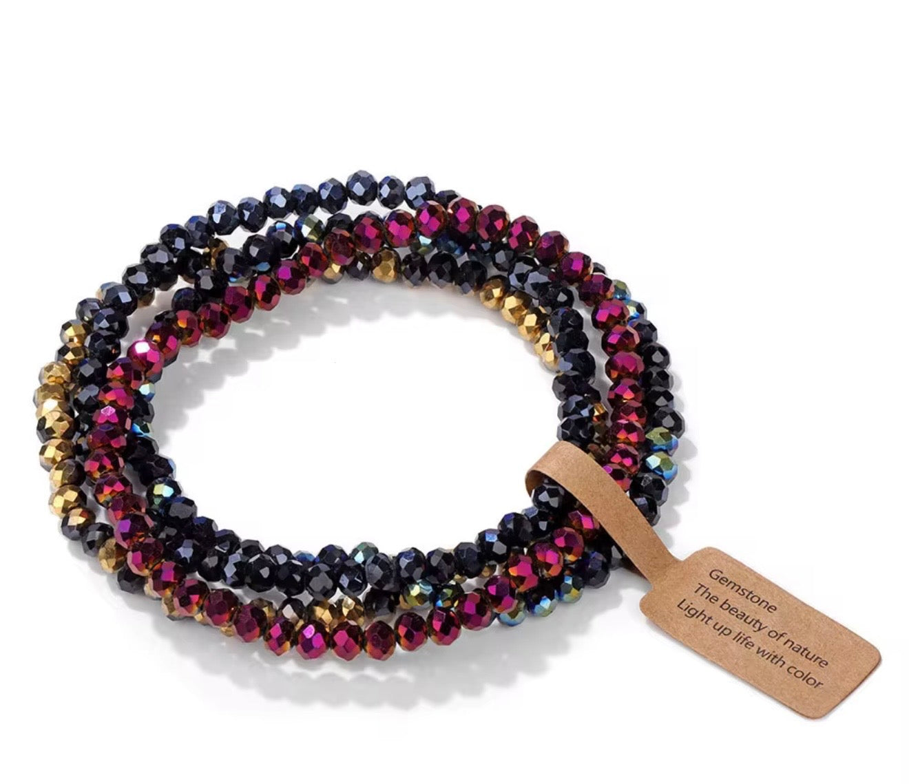 Crystal Glass Bead Bracelet Stack