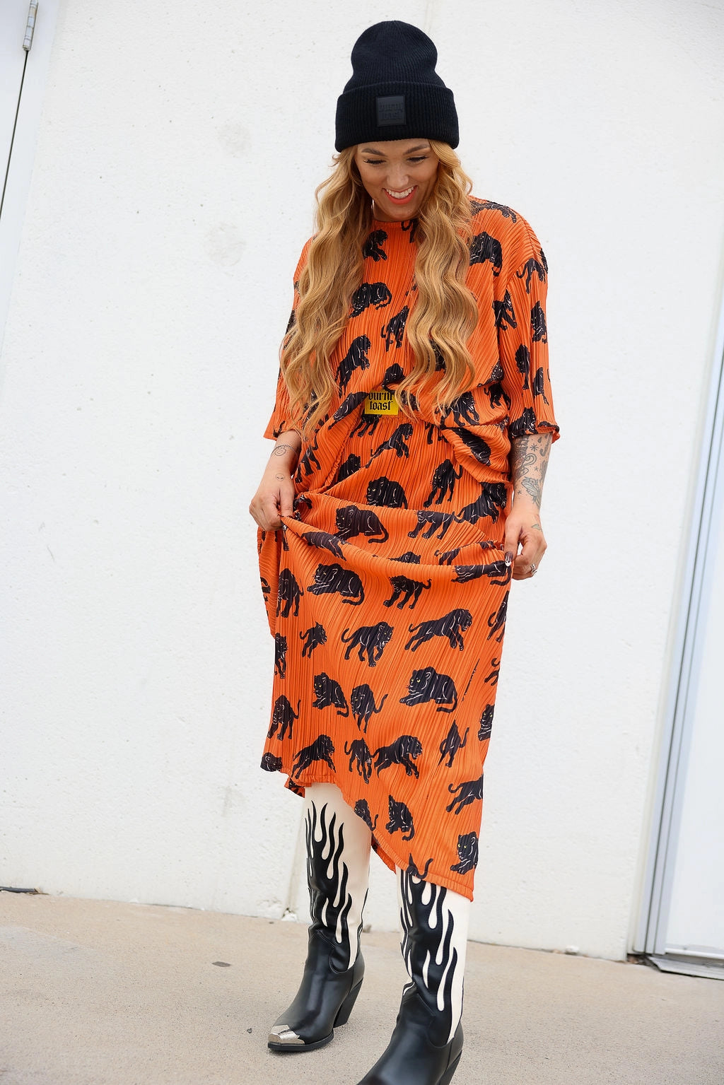 Panther Plisse Maxi Skirt Set