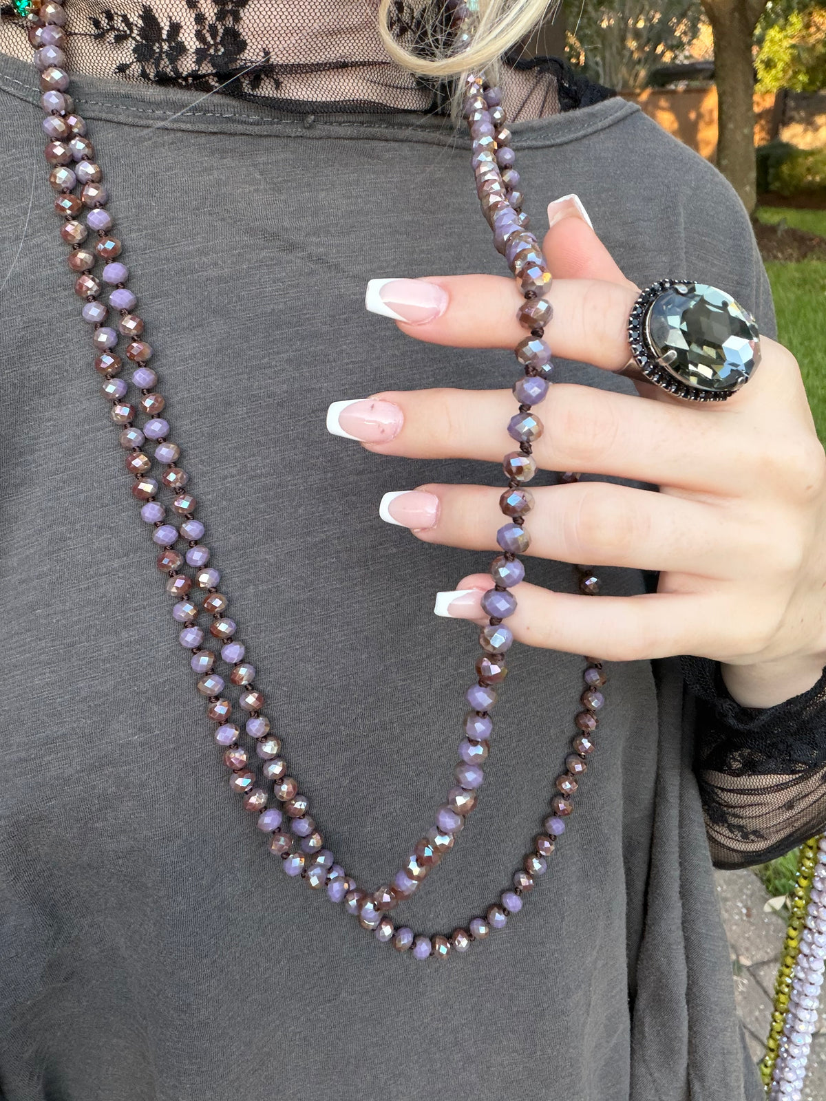 Amethyst Metallic Bead Necklace