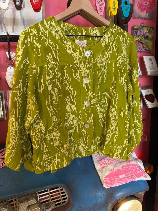Green Linen Button Up Jacket