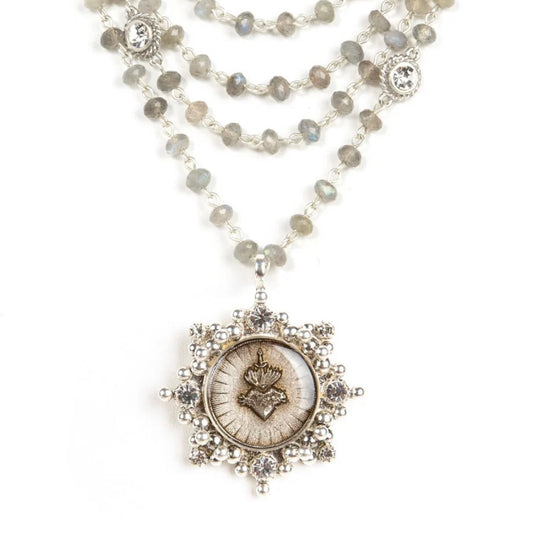 Magdalena - 6mm Lux Labradorite Silver Sacred Heart Cloister