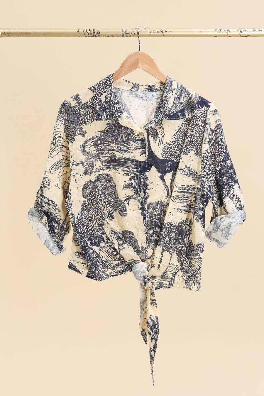 Jungle Toille Linen Blouse