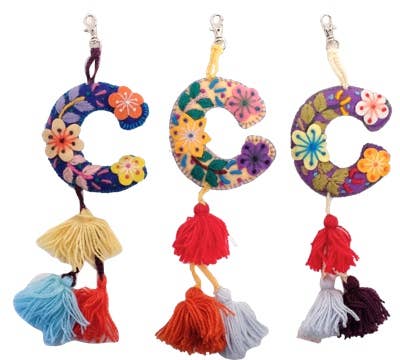 C - Hand Embroidered Keychain, Peru