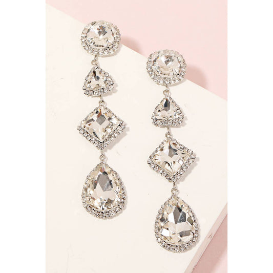 Tiered Crystal Rhinestone Dangle Earrings