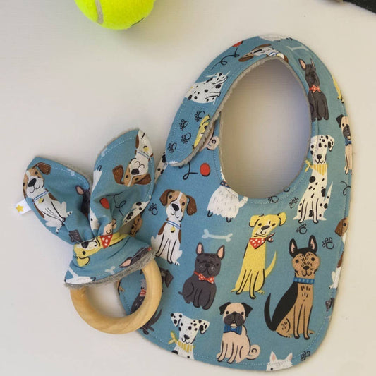 Dapper Dogs on Blue bib
