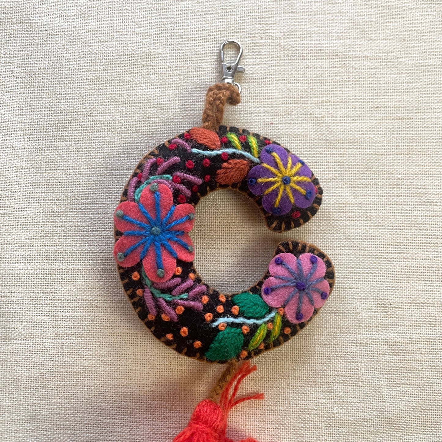 C - Hand Embroidered Keychain, Peru