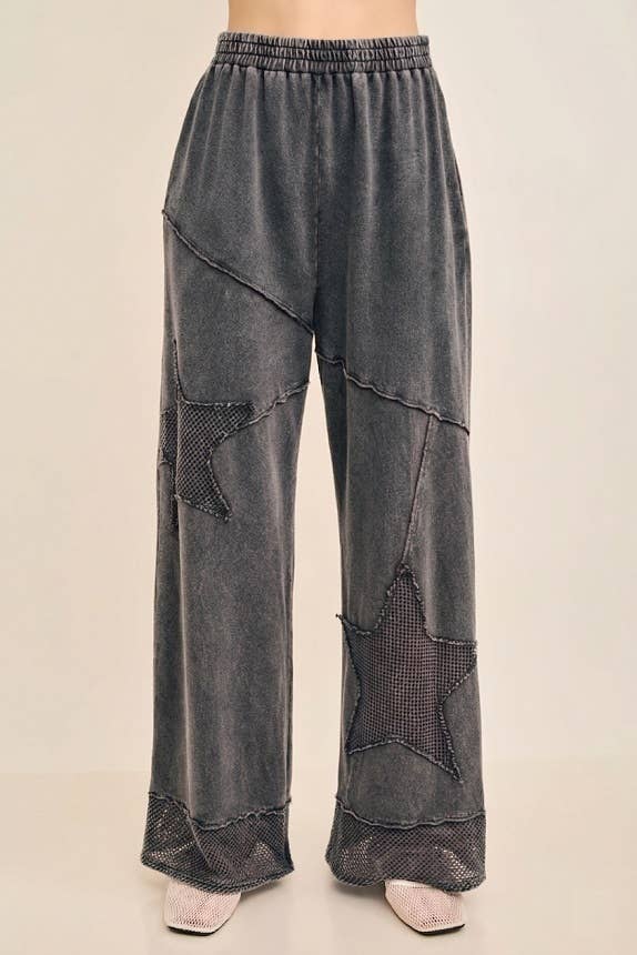 Mineral Washed Mesh Star Pants
