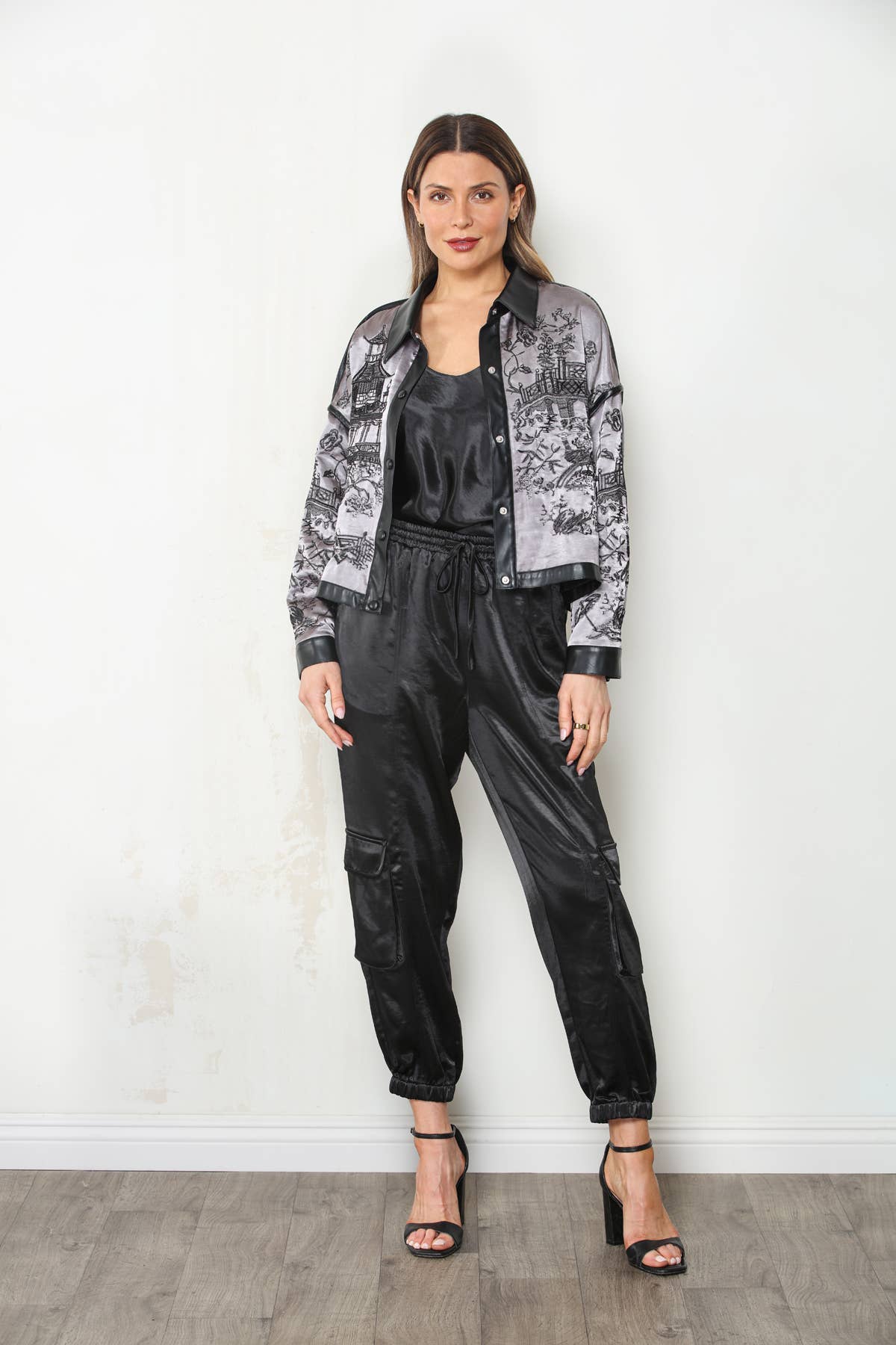 PRE ORDER SHIPS NOVEMBER 10 Embroidered Chinoiserie Crop Satin Jacket