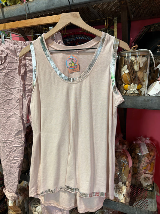 Silver Metallic Tank Top
